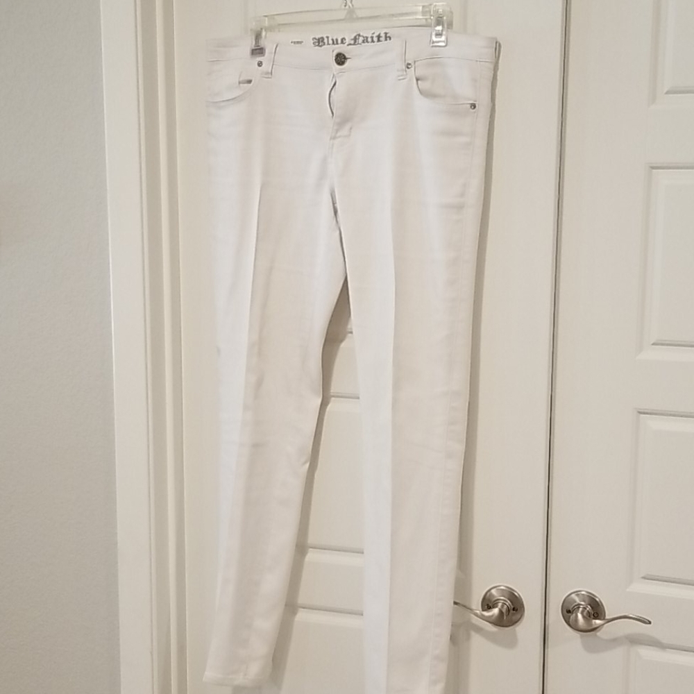 White Blue Faith Pants